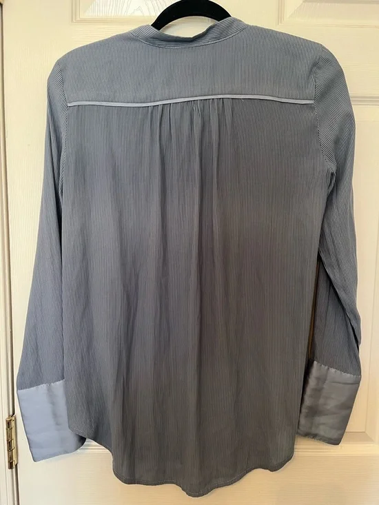 Free People XS Gray Pinstripe V-Neck Tunic Blouse Goth Minimalist - Picture 4 of 4